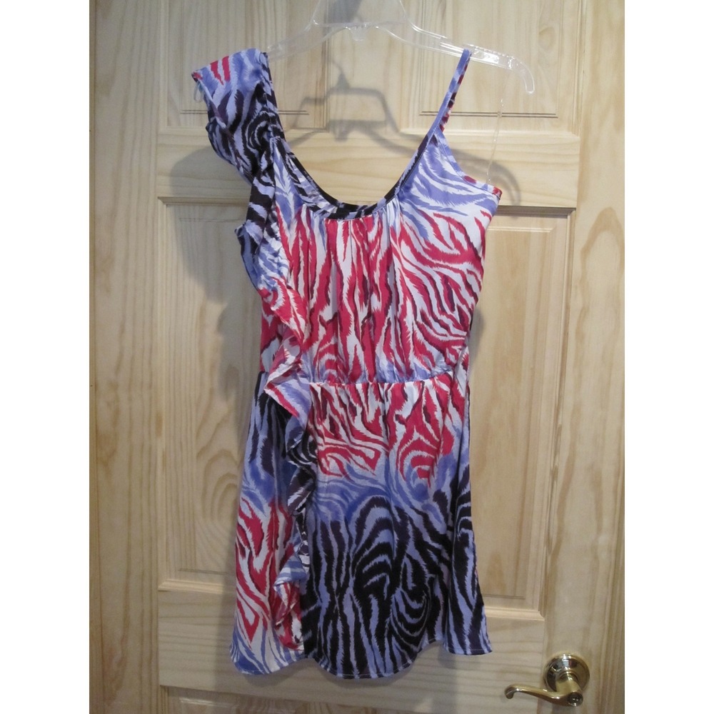 NEW Super Cute Pink & Purple Short‎ Ruffled Zebra Print sz Medium Dress CUTE!